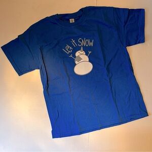 Royal blue Youth Medium "Let it snow" snowman themed tee